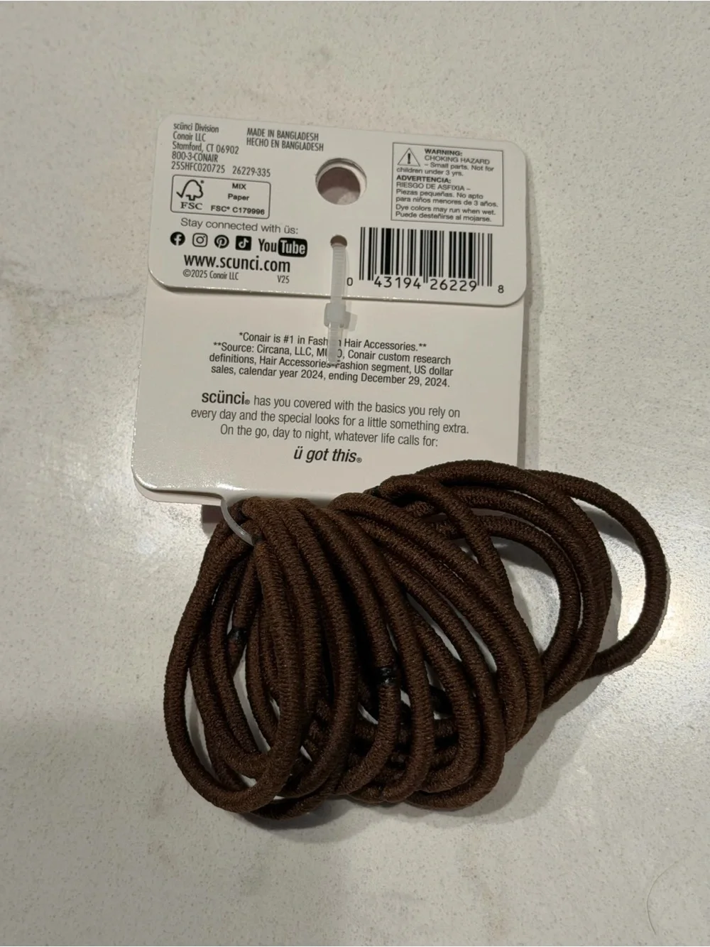 Scunci All Hair No Damage Elastics Brown 15 pieces set bundle hair tie brown